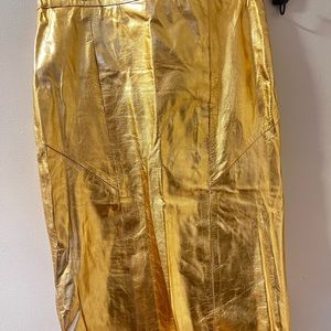 Vintage Gold Leather Skirt